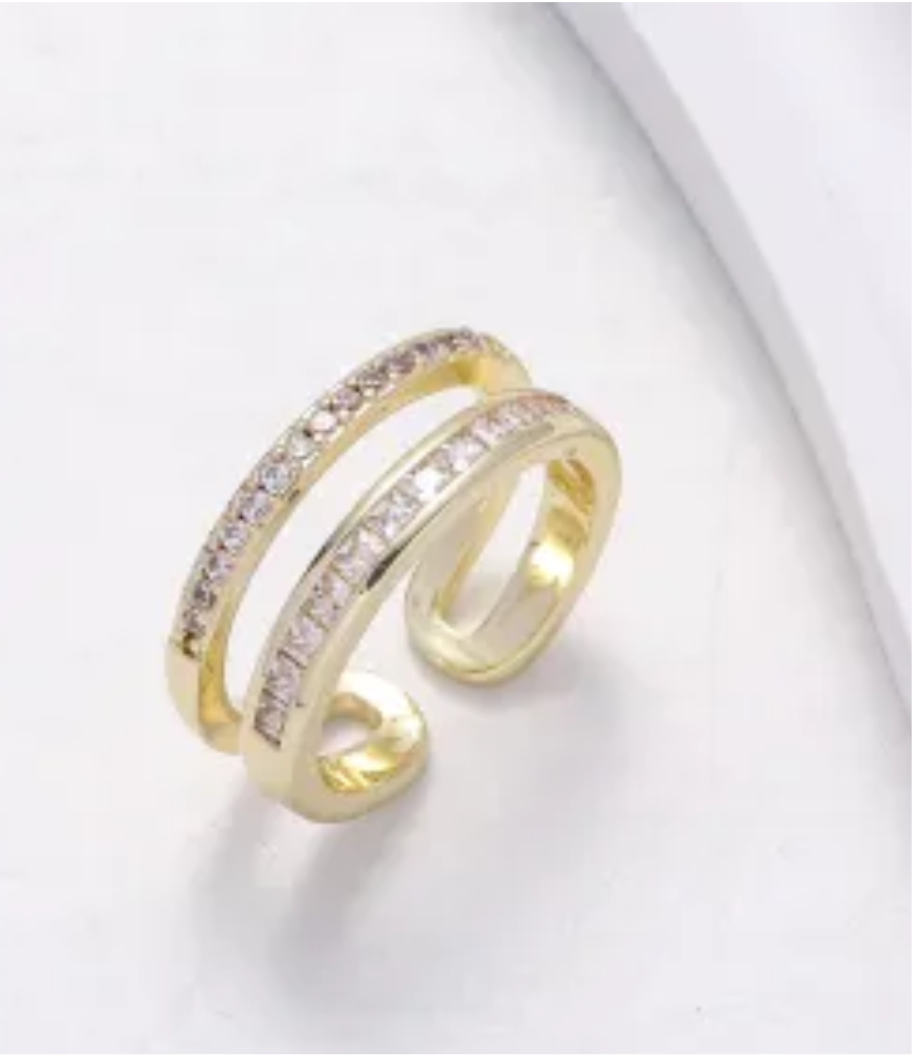 Double Row Rhinestone Ring - Jolie Femme Boutique
