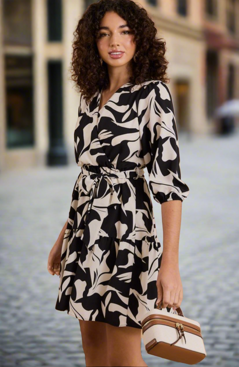 Abstract Print Dress - Jolie Femme Boutique