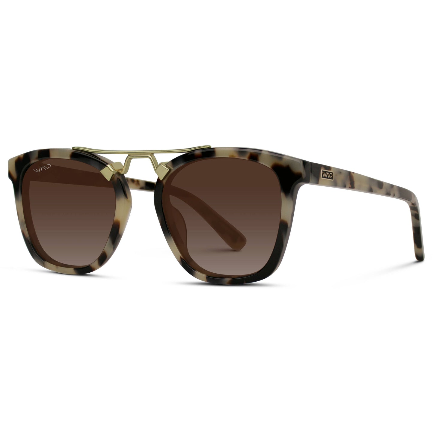 WMP Eyewear - Demi - Women's Polarized Square Sunglasses - Beige Tortoise / Brown Gradient Lens - Jolie Femme Boutique