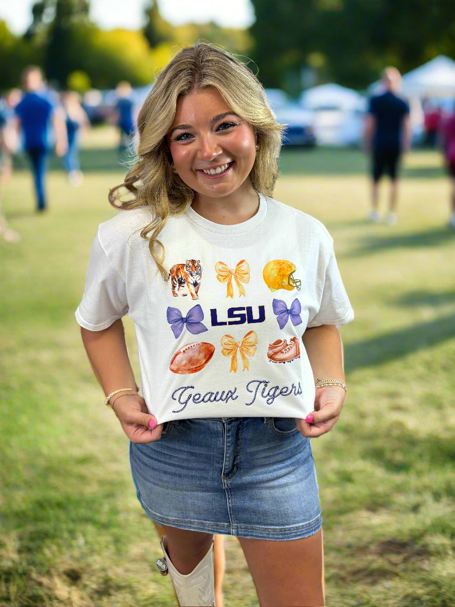 LSU Geaux Tigers Coquette T-Shirt - Jolie Femme Boutique