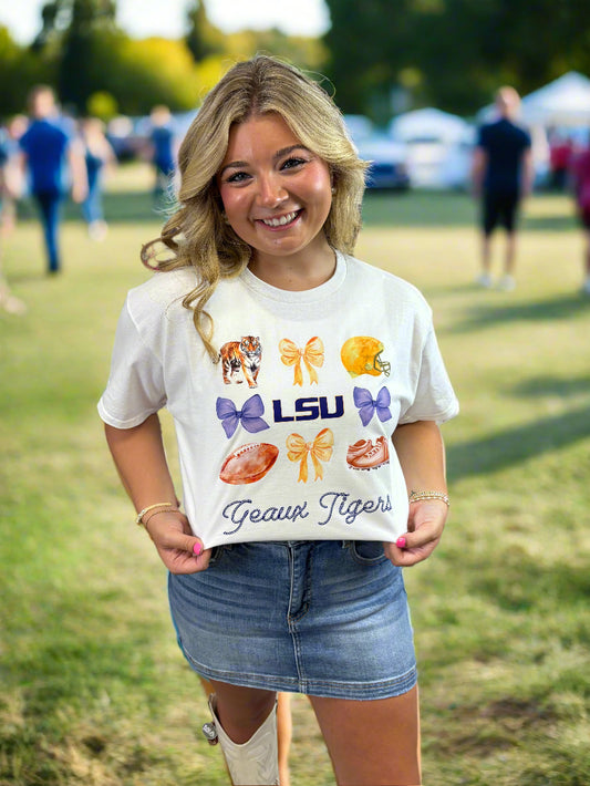 LSU Geaux Tigers Coquette T-Shirt - Jolie Femme Boutique