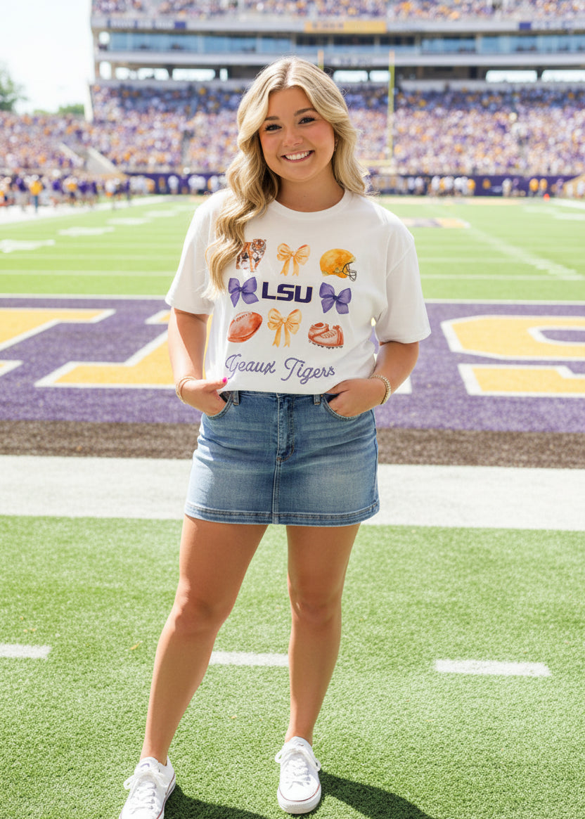 LSU Geaux Tigers Coquette T-Shirt - Jolie Femme Boutique