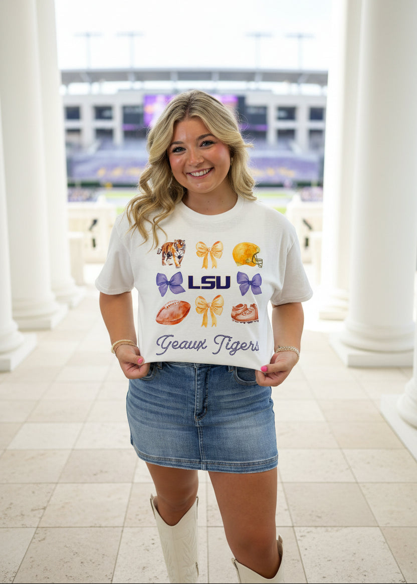 LSU Geaux Tigers Coquette T-Shirt - Jolie Femme Boutique