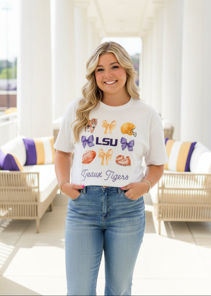 LSU Geaux Tigers Coquette T-Shirt - Jolie Femme Boutique