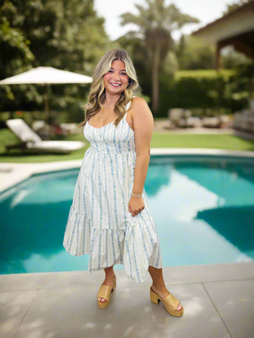 Floral Stripe Maxi Dress