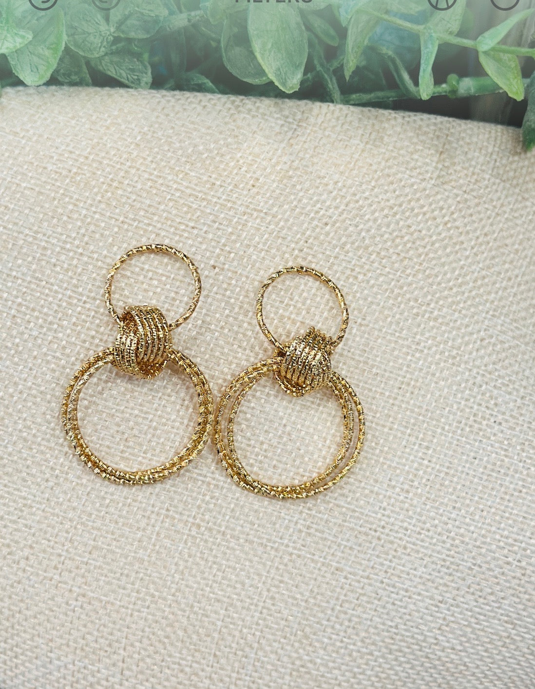 Gold Double Textured 2" Drop Earring - Jolie Femme Boutique