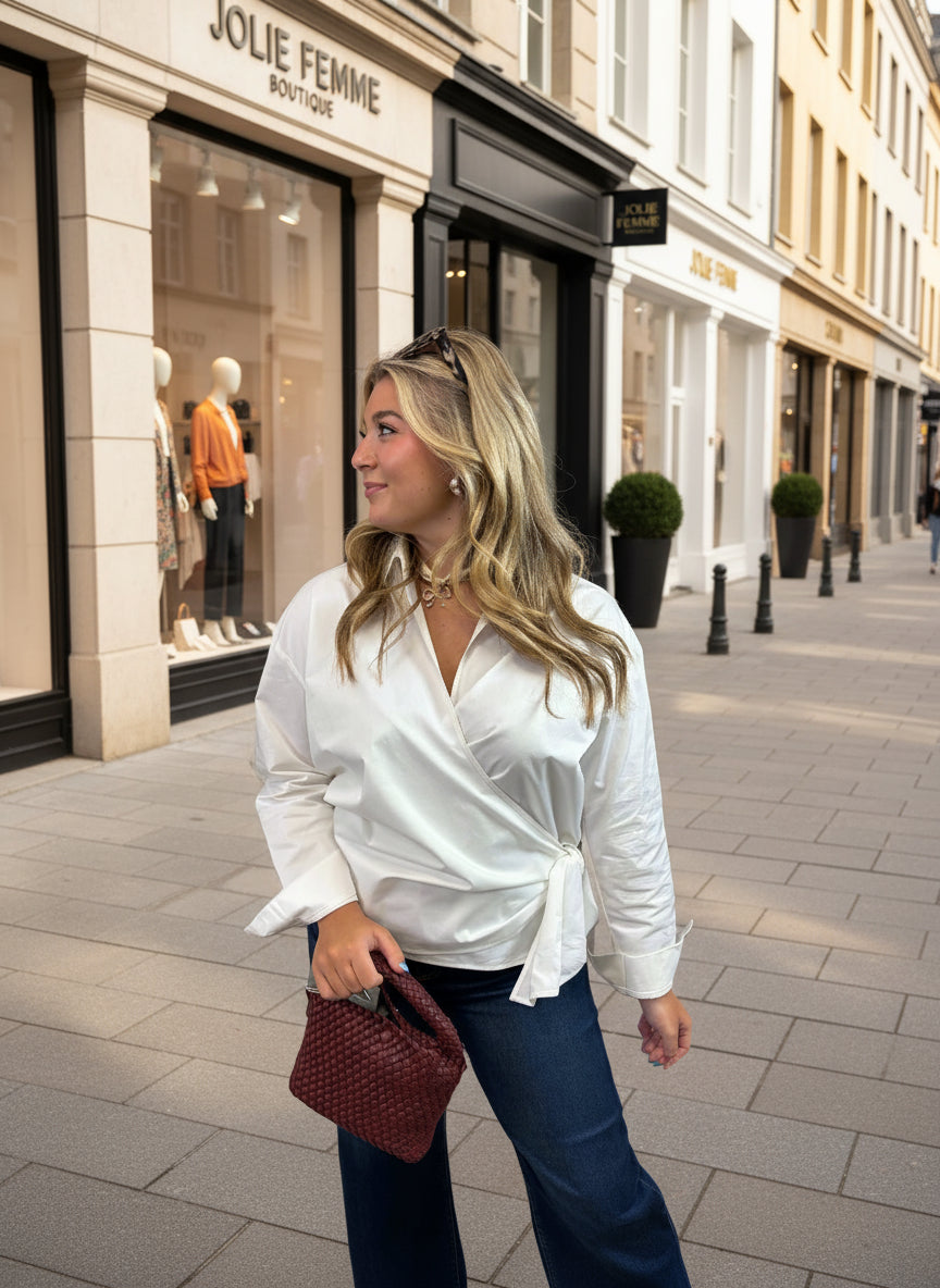 Long Sleeve Wrap Blouse - Jolie Femme Boutique