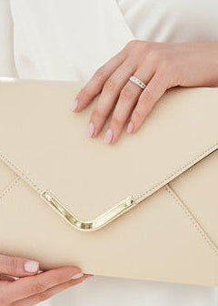 Beige Vegan Leather Envelope Clutch Purse - Jolie Femme Boutique