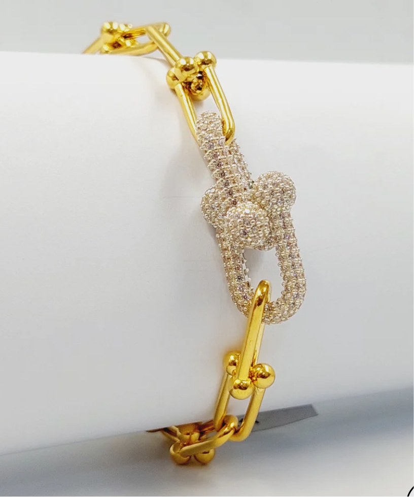 Gold Studded Paperclip Bracelet