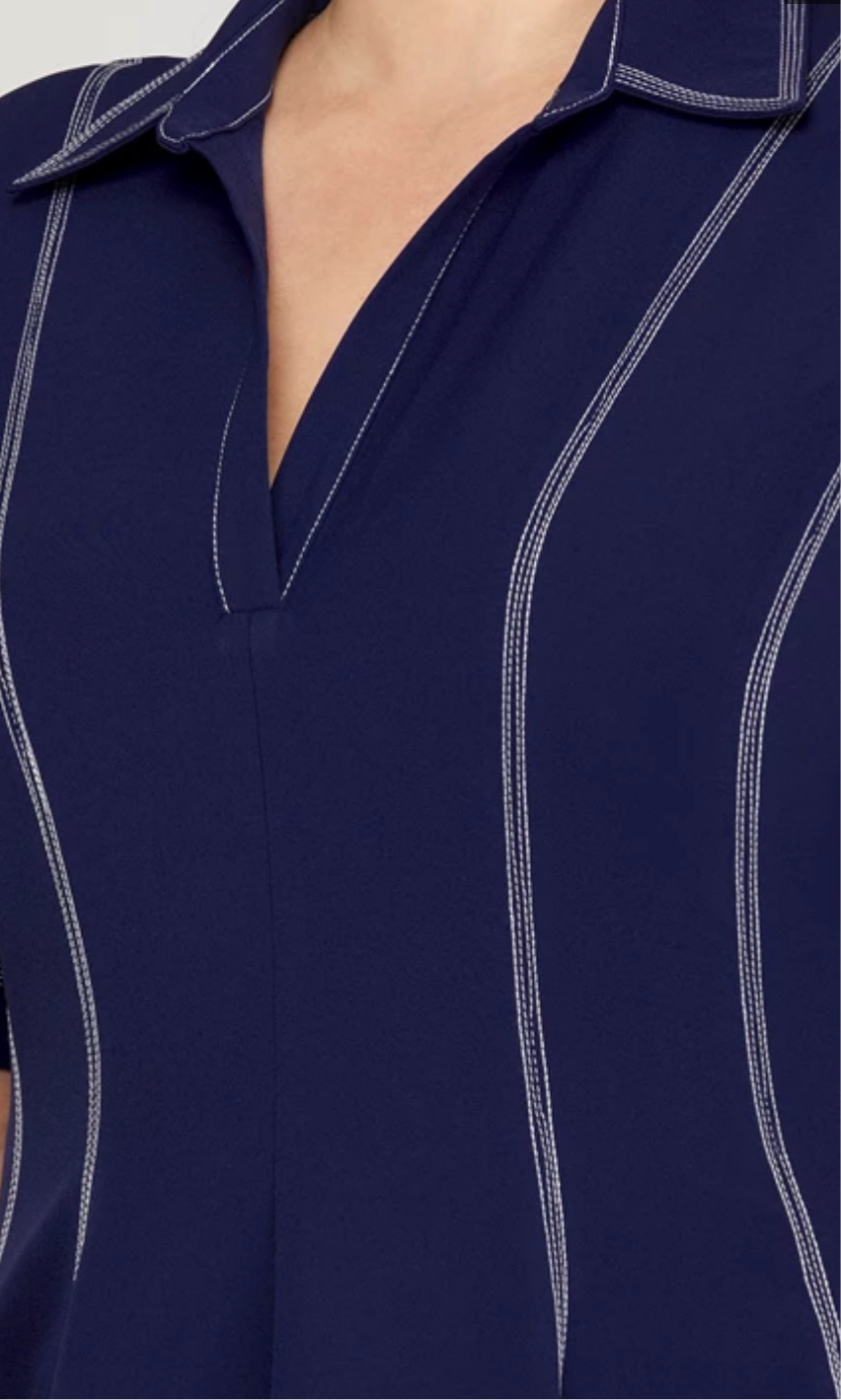 Plus Size Polo Collar Skater Dress