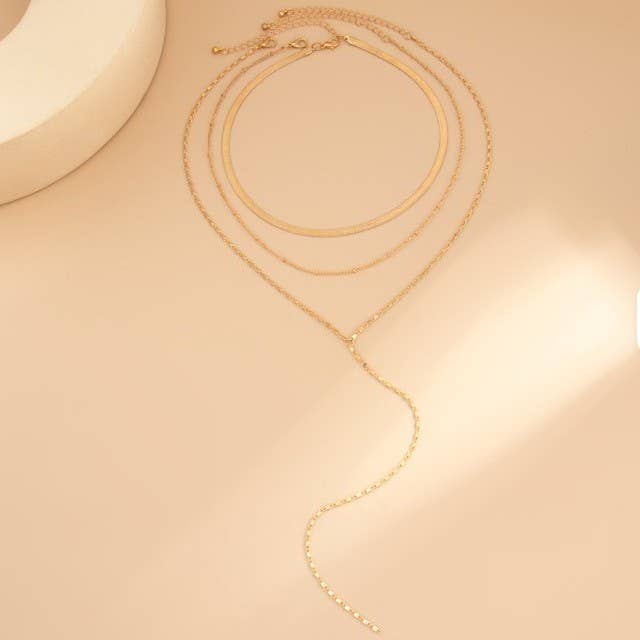 JOSSLYN by wall to wall - 18K STAINLESS STEEL TARNISH FREE Y NECKLACE | 40NK9616 - GOLD - Jolie Femme Boutique