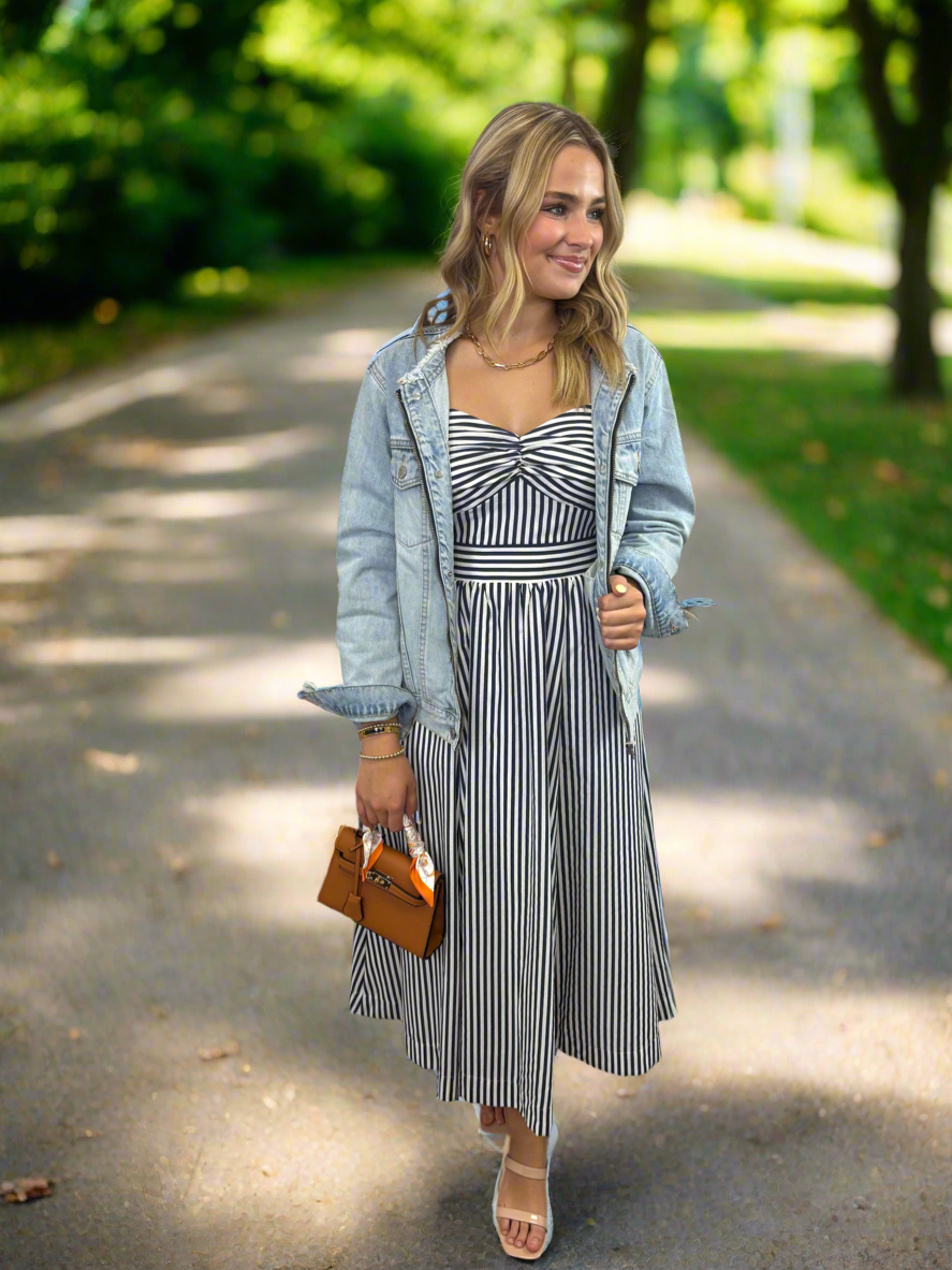 Seaside Stroll Striped Sweetheart Maxi Dress - Jolie Femme Boutique