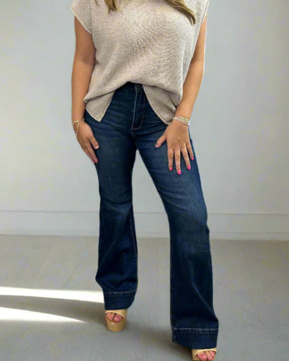 Risen Tummy Control Elastic Waist Flare Jean