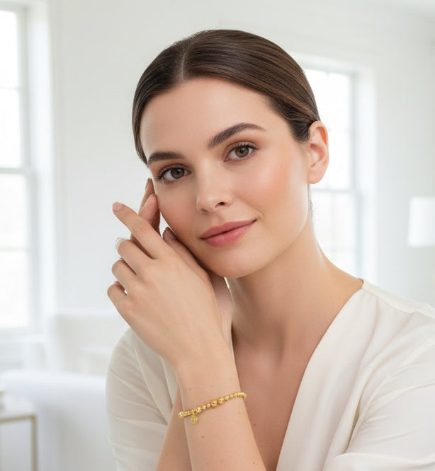 18K Gold Plated Beaded Bracelet - Jolie Femme Boutique