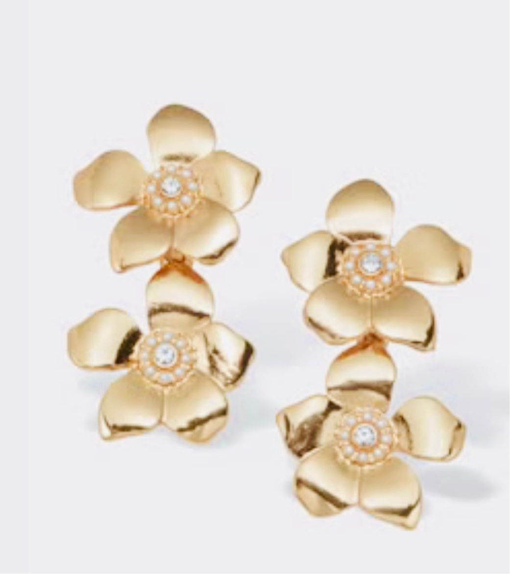 Gold Statement Flower Earring - Jolie Femme Boutique