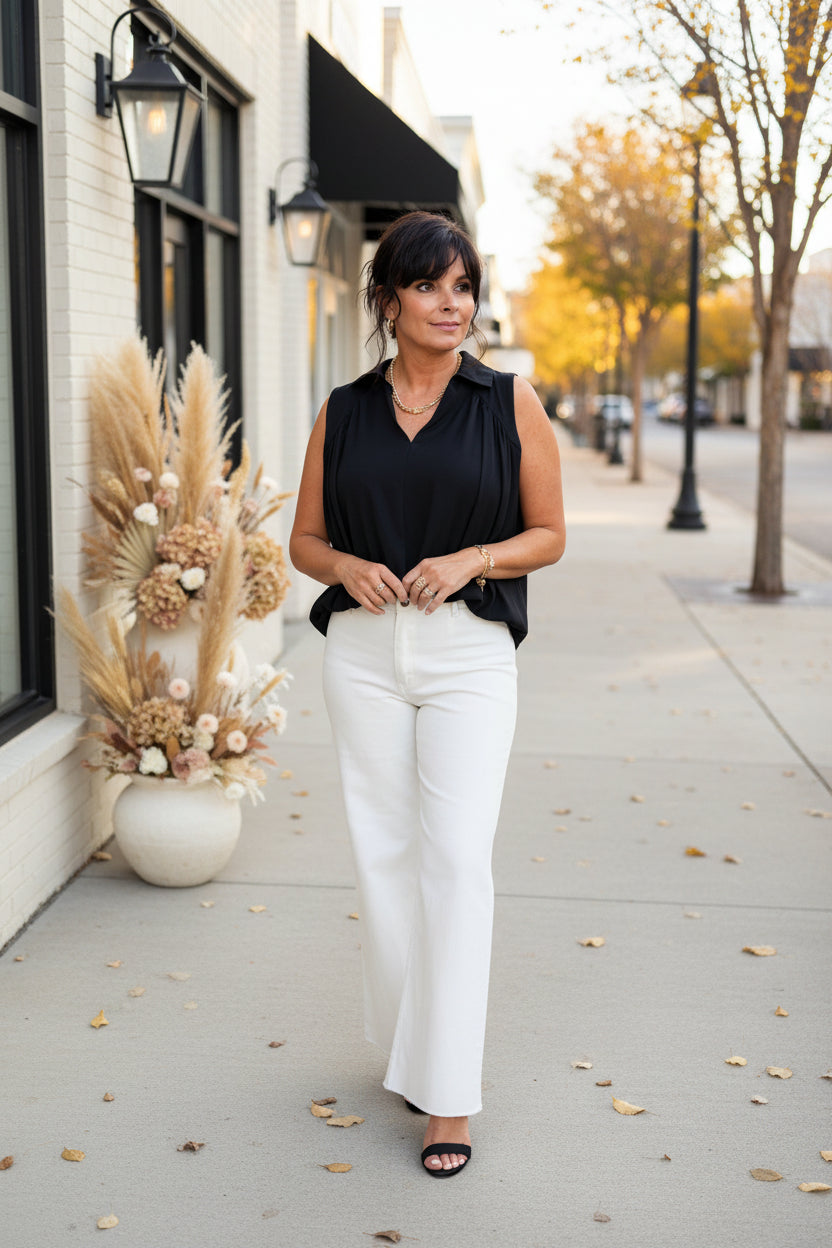 Black Bubble Hem Sleeveless Top