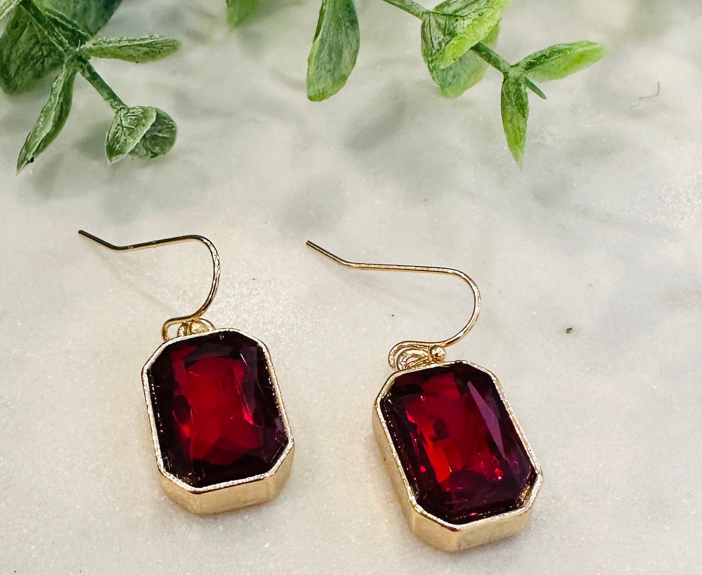 Ruby Red Crystal Earring