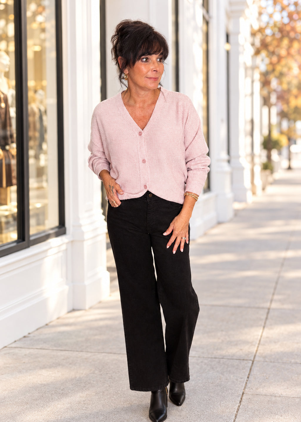 Black TC High Rise Ankle Wide Leg Jeans