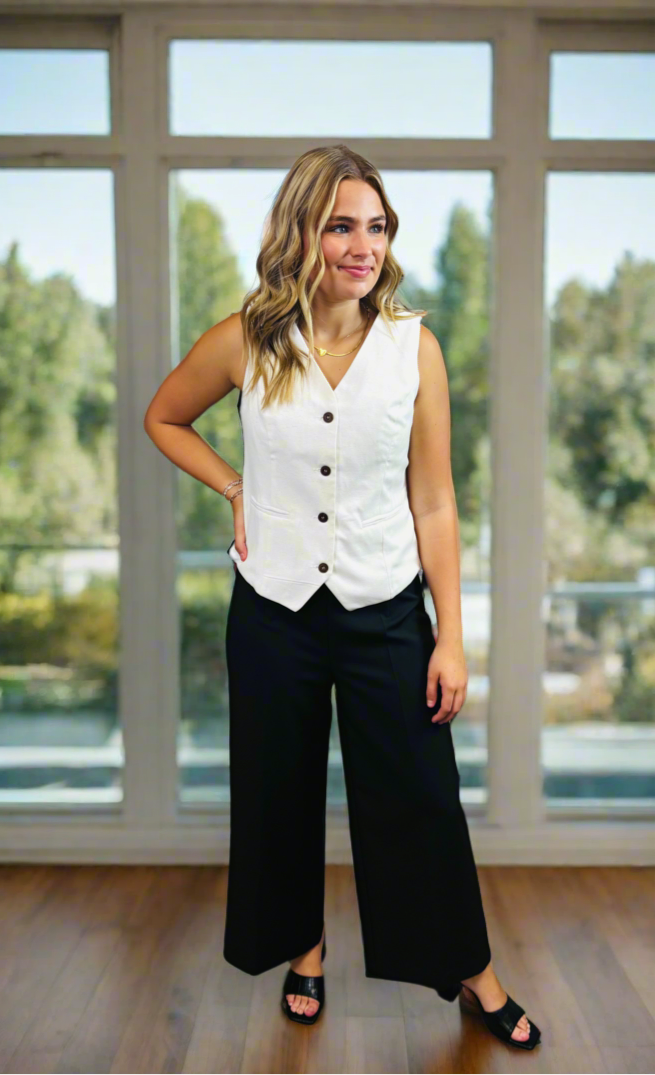 Cream Button Down Vest