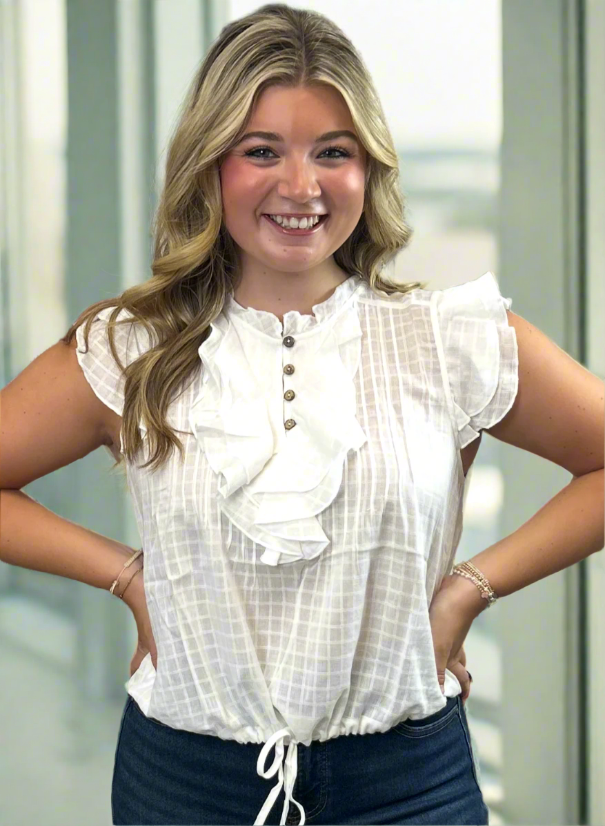 Pintuck Detailed Ruffle Top