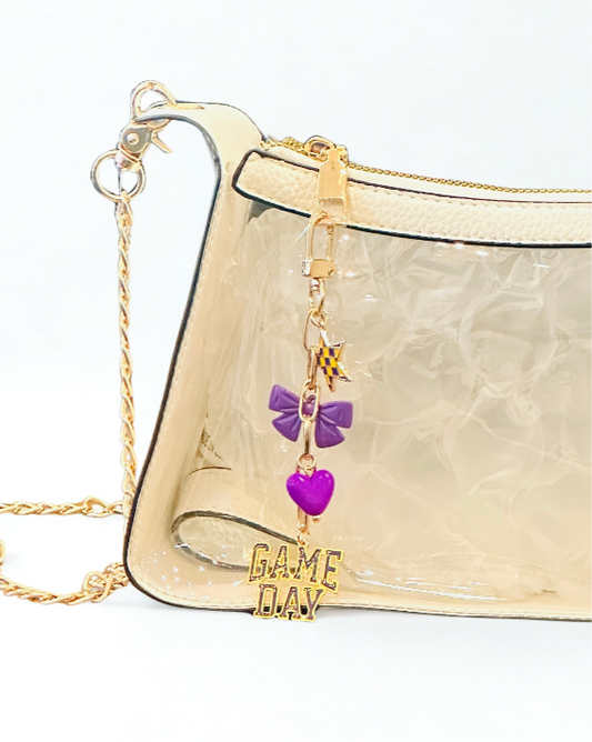 Purple & Gold Gameday Bag Charm - Jolie Femme Boutique