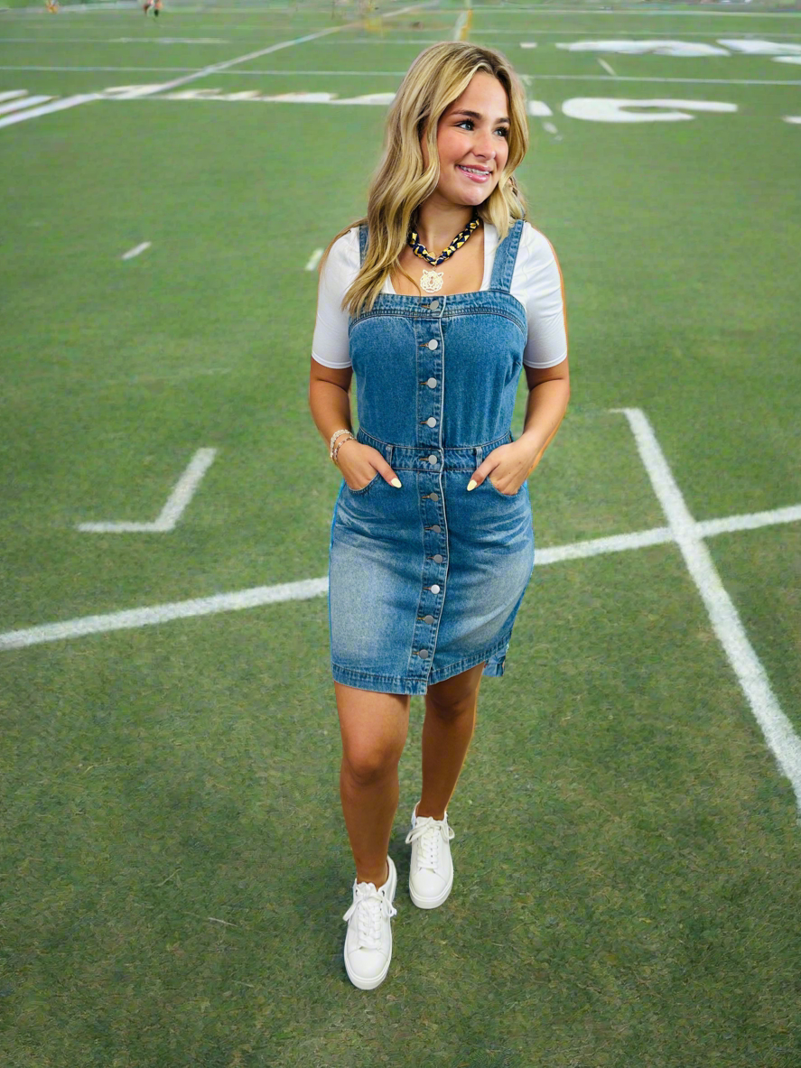Square Neck Button Down A-Line Dress