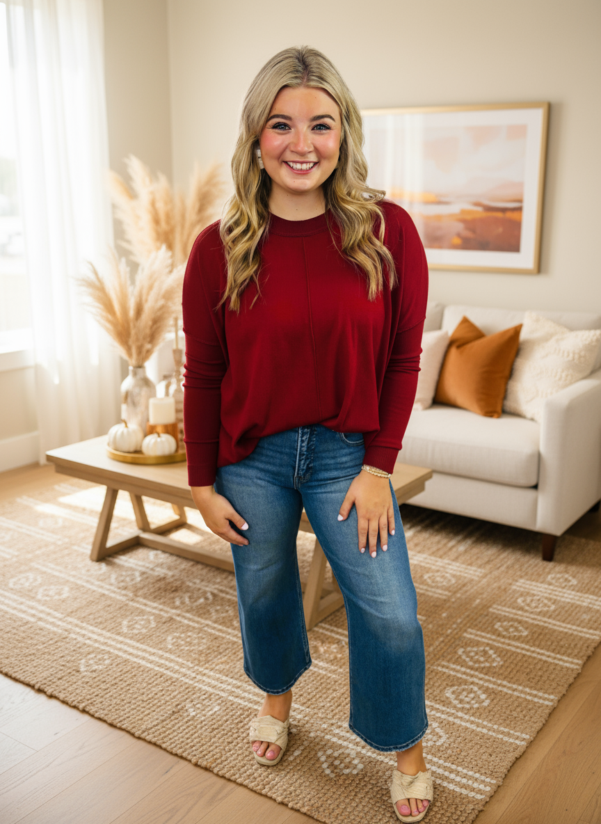 Long Sleeve HI-Low Sweater - Jolie Femme Boutique