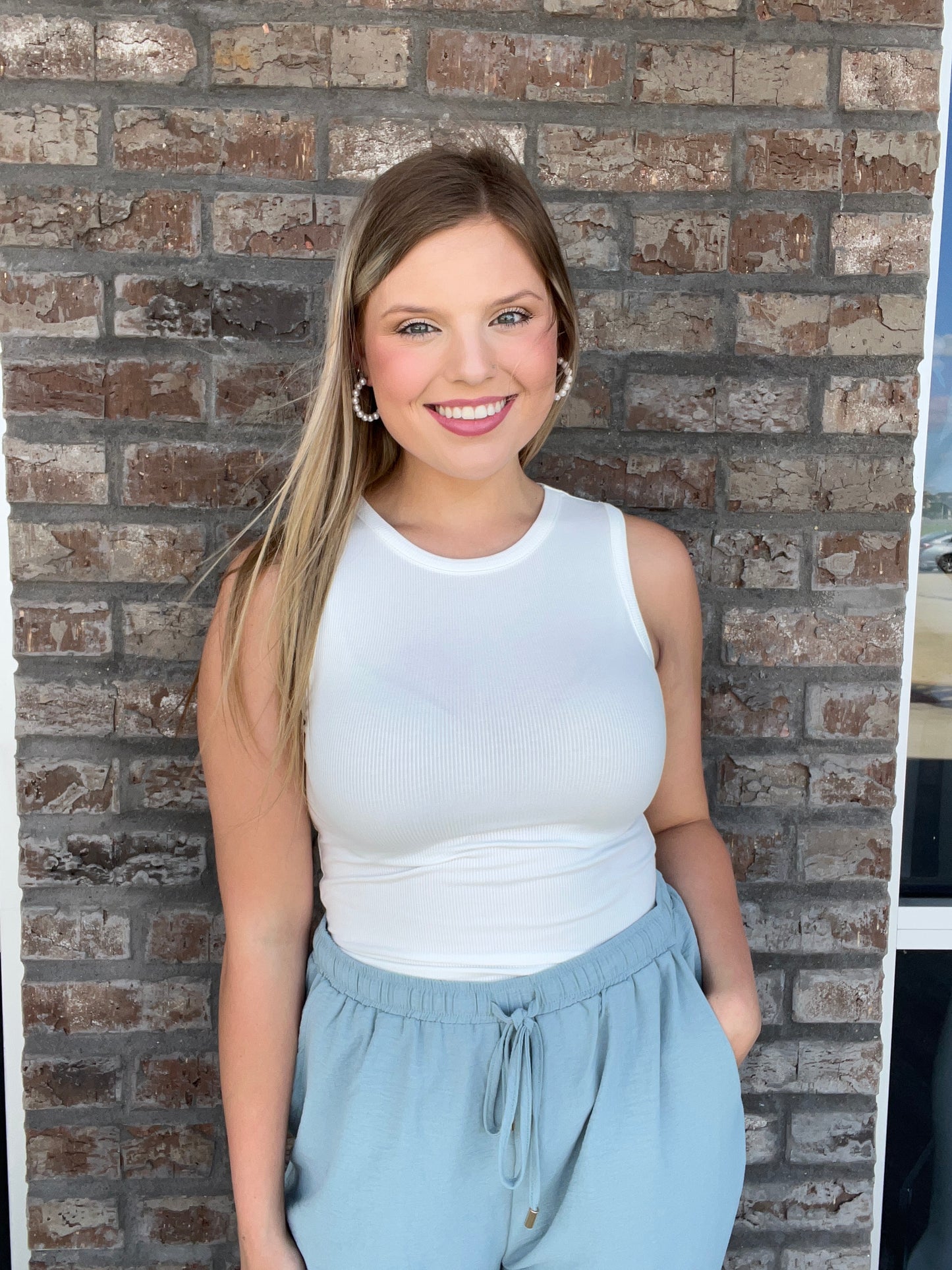 Ribbed Sleeveless Bodysuit White - Jolie Femme Boutique