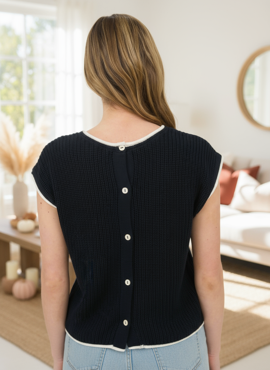 Contrast Trim Short Sleeve Top - Jolie Femme Boutique