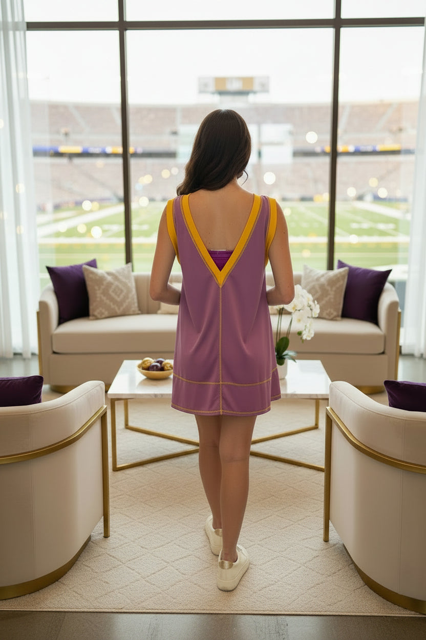 A-Line Purple & Gold Gameday Dress