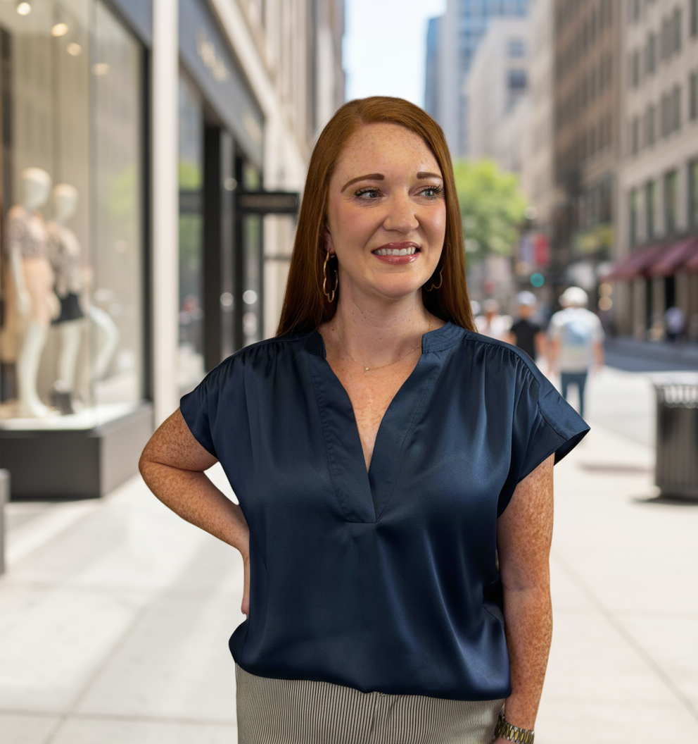 Drop Shoulder Top W/ V-Neck - Jolie Femme Boutique