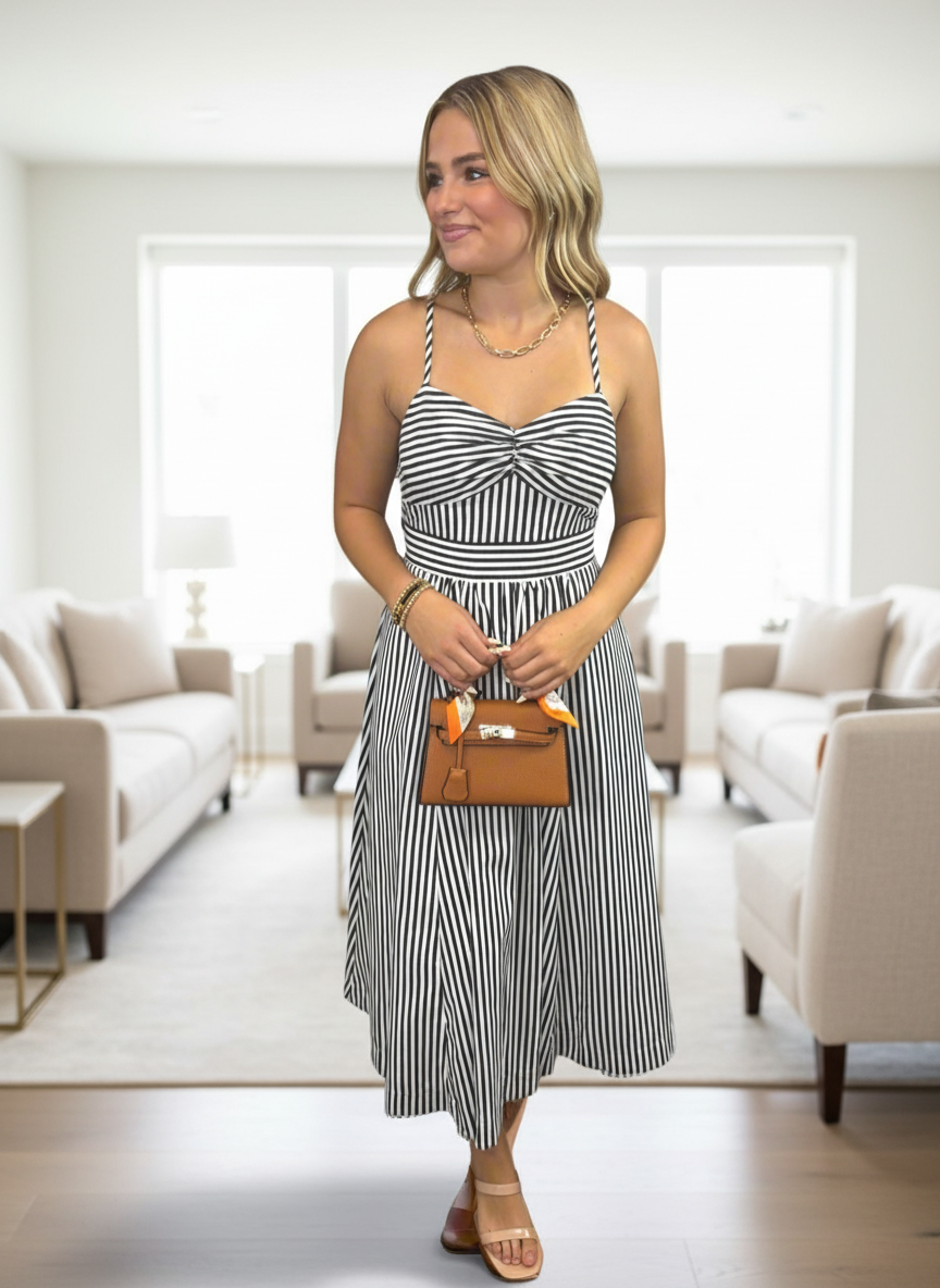 Seaside Stroll Striped Sweetheart Maxi Dress - Jolie Femme Boutique