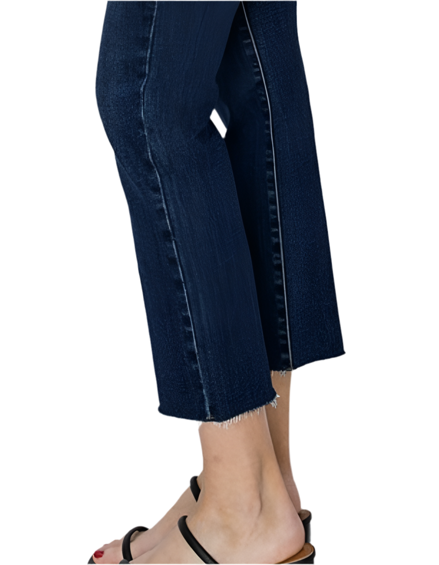Risen Mid Rise Crop Straight Raw Hem Jean - Jolie Femme Boutique