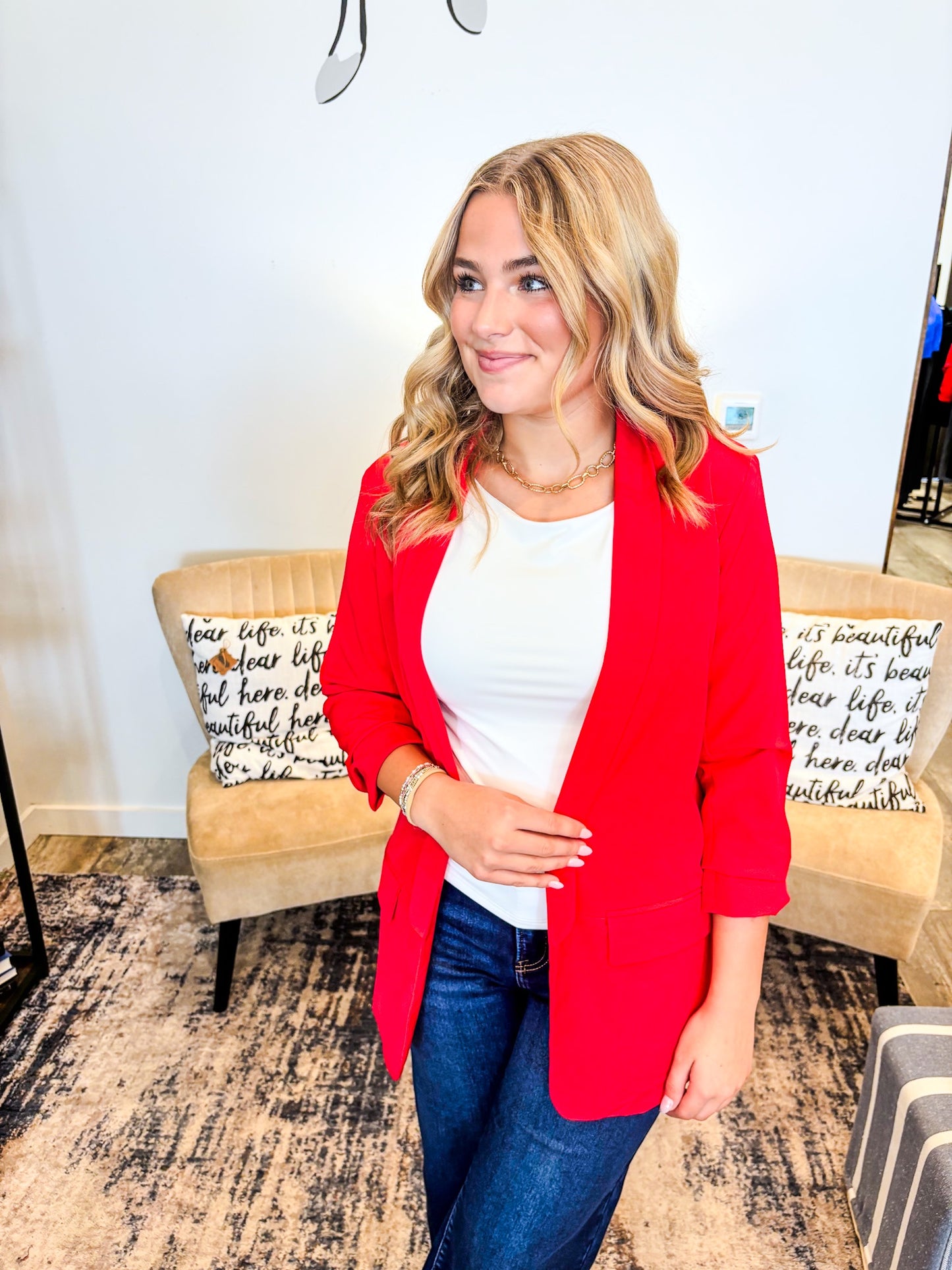 S&B BOYFRIEND BLAZER RED