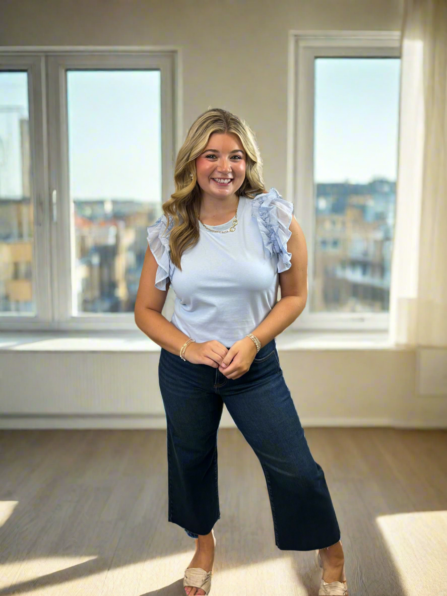 Ruffle Tee Top - Airy Blue