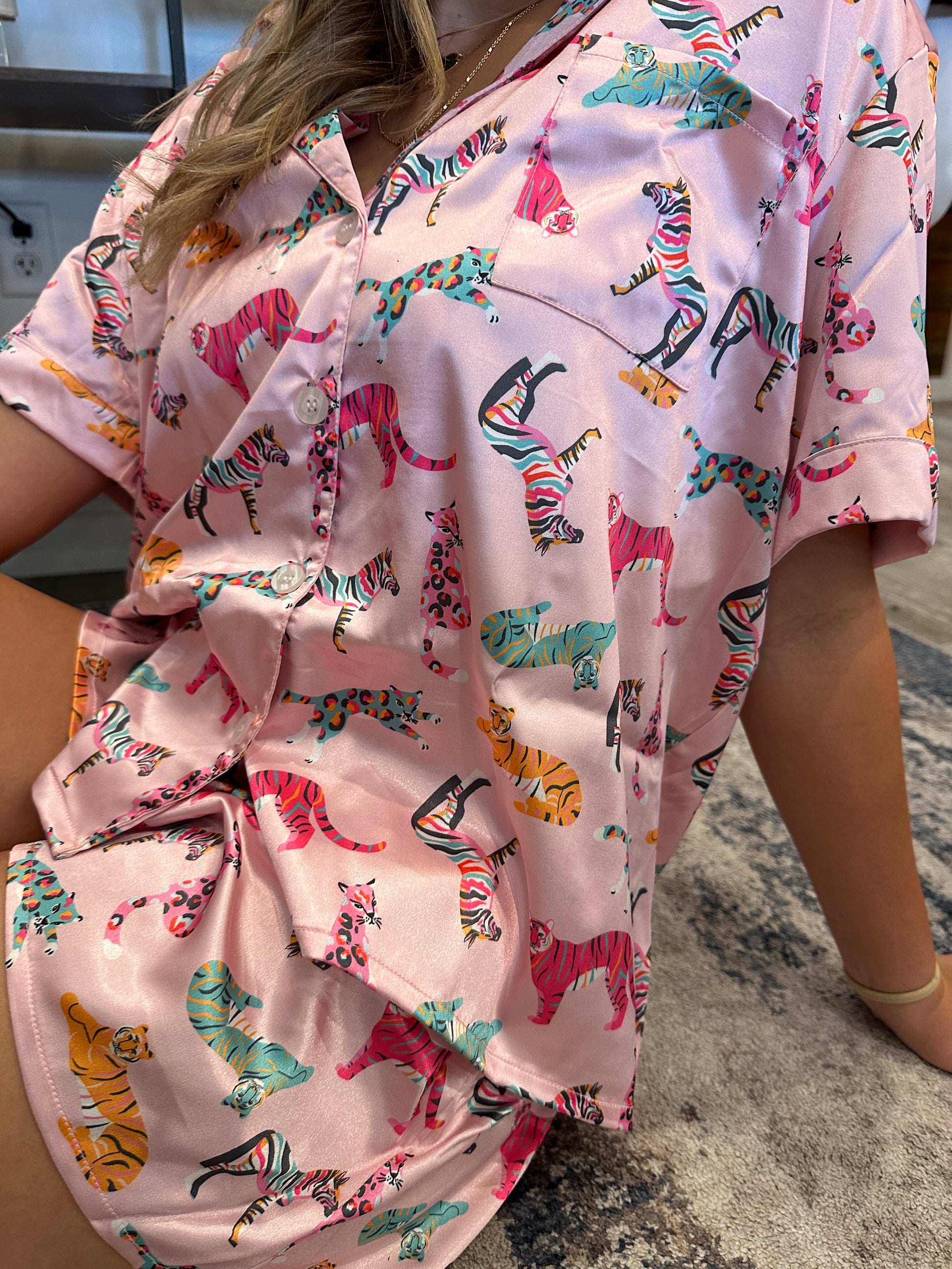 Roar Satin Pajama Set - Jolie Femme Boutique