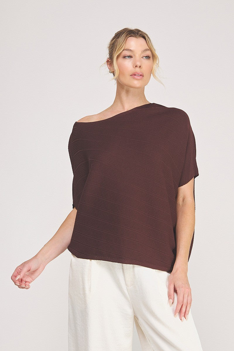 Chocolate Brown Asymmetrical Top