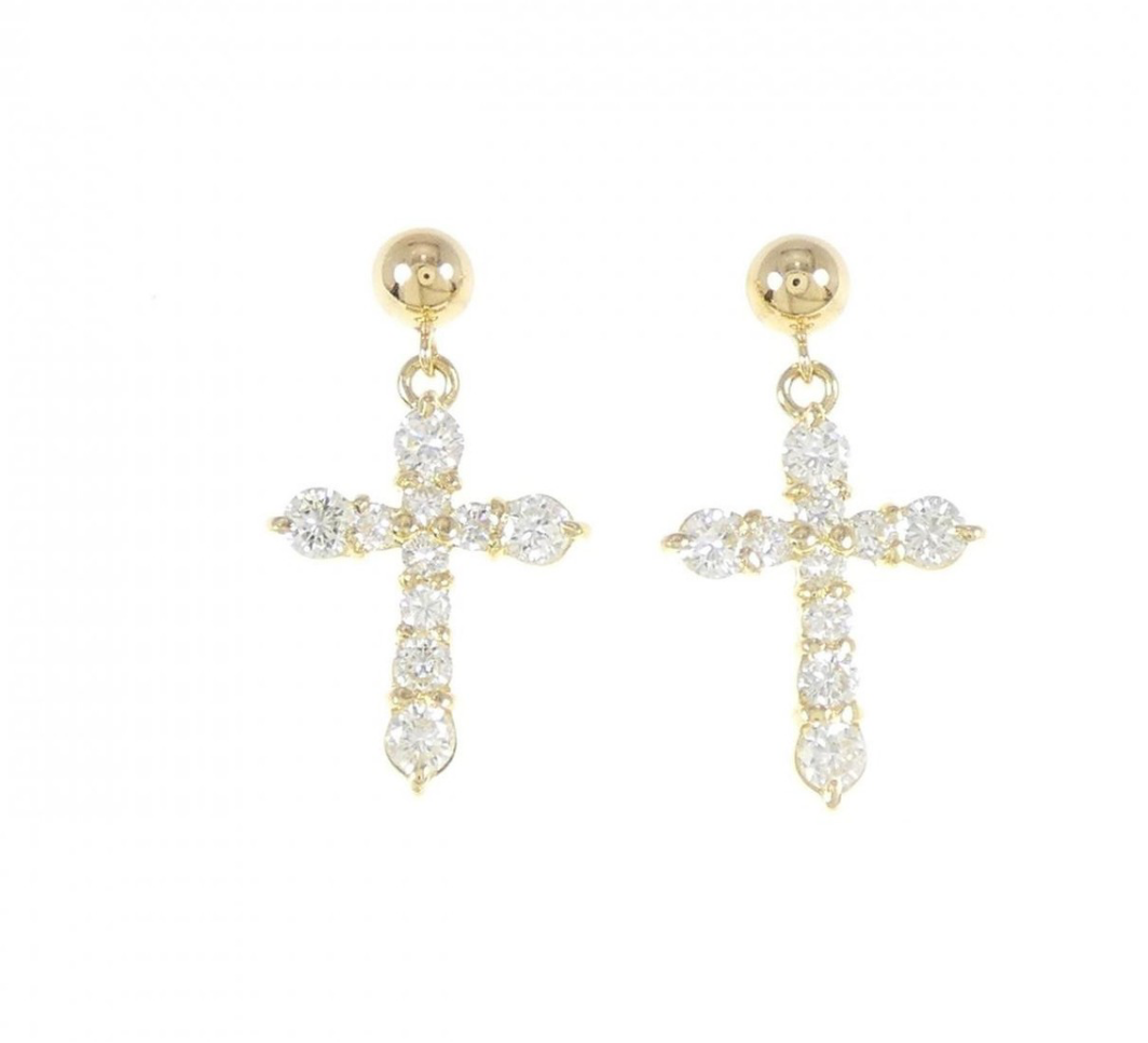 Waterproof Rhinestone Drop Cross Earring - Jolie Femme Boutique