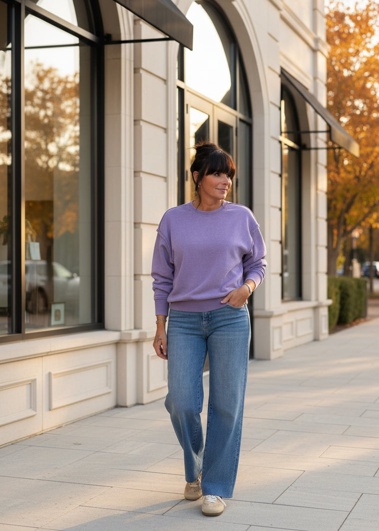 Soft Purple Raw Edge Sweatshirt