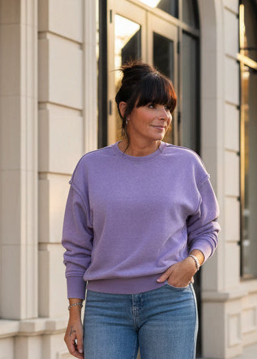 Soft Purple Raw Edge Sweatshirt
