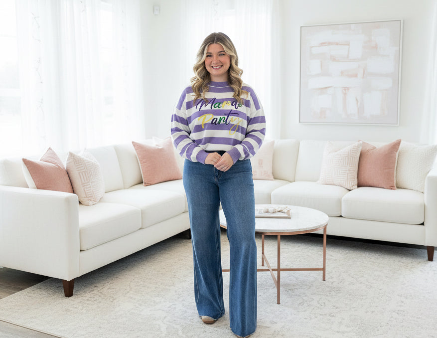 Mardi Party Striped Sweater