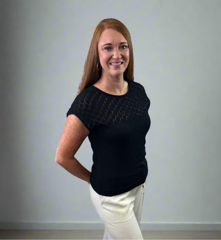 Eyelet Yoke Knit Top