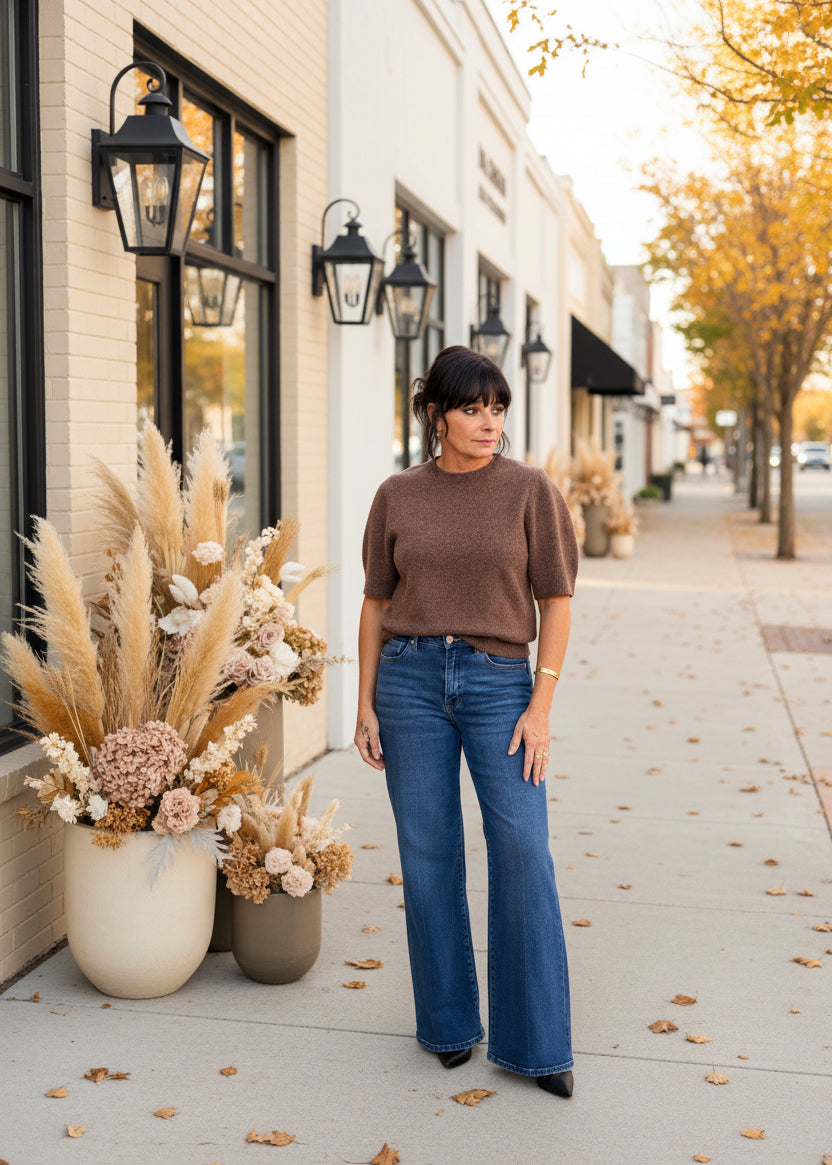 Rich Chocolate Short Sleeve Sweater