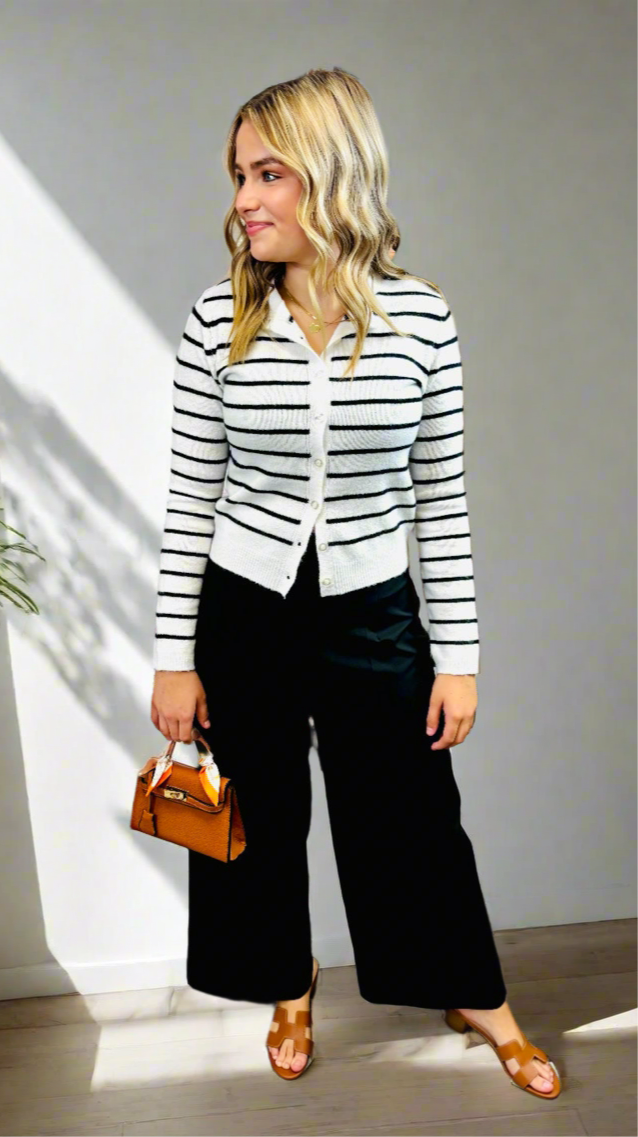 Stripe Button Down Cardigan