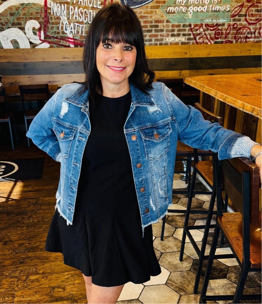 Distressed Denim Jacket - Jolie Femme Boutique