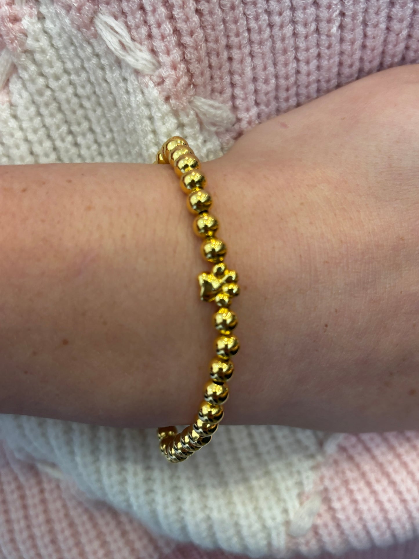 18K Gold Plated Paw Beaded Bracelet