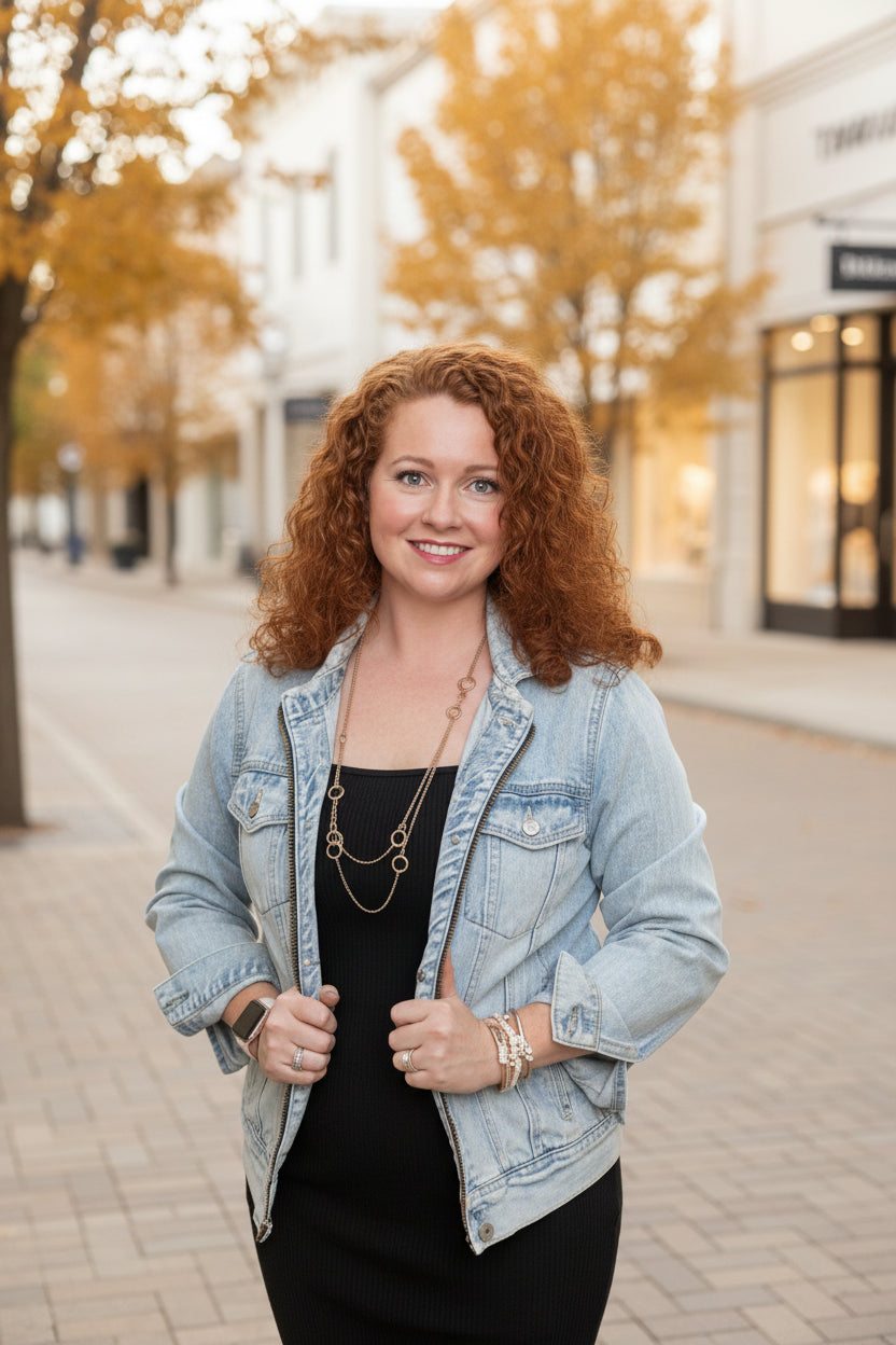 Raw Edge Neckline Vintage Denim Jacket - Jolie Femme Boutique