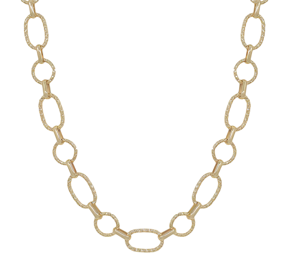 Gold Textured Open Circle Necklace