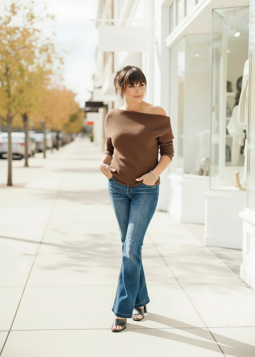 Dark Denim Mid Rise Flare - Jolie Femme Boutique