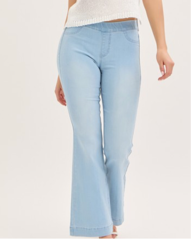 Pull On Mid Rise Flare Jegging - Jolie Femme Boutique